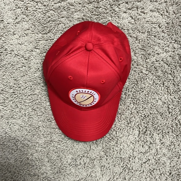Red Baseball Cap Hat Strap Back Unisex with logo on front Peacherines NEW, - Picture 2 of 4